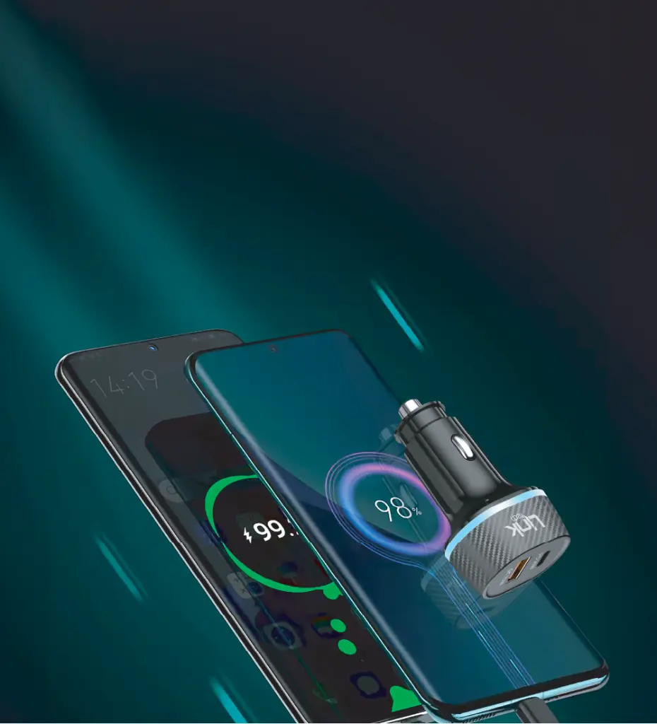 C433 Safe Dual PD QC 55W Süper Hızlı Araç Şarj Başlığı
